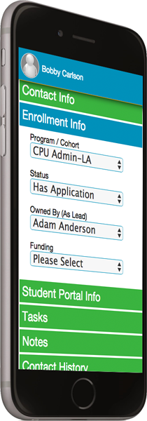 Student management software on mobile phone