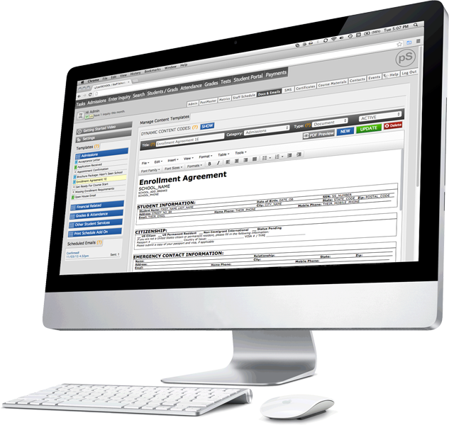 Web based school management software, document templates