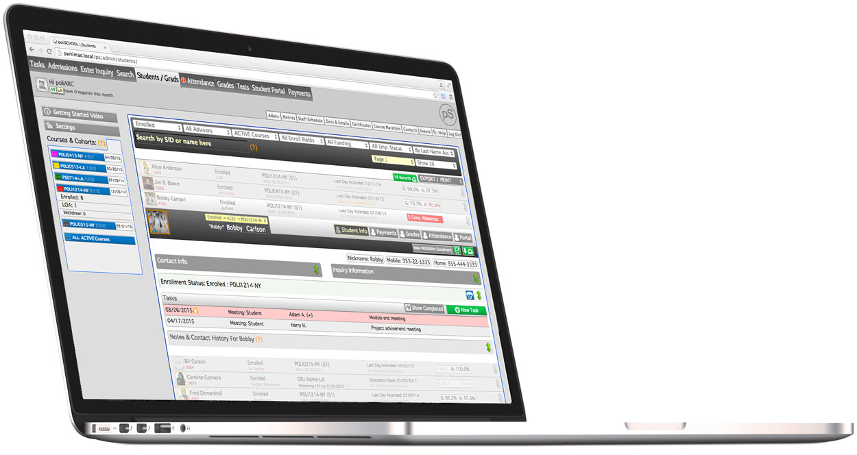 School Management Software: poliSCHOOL School management software on laptop, web based